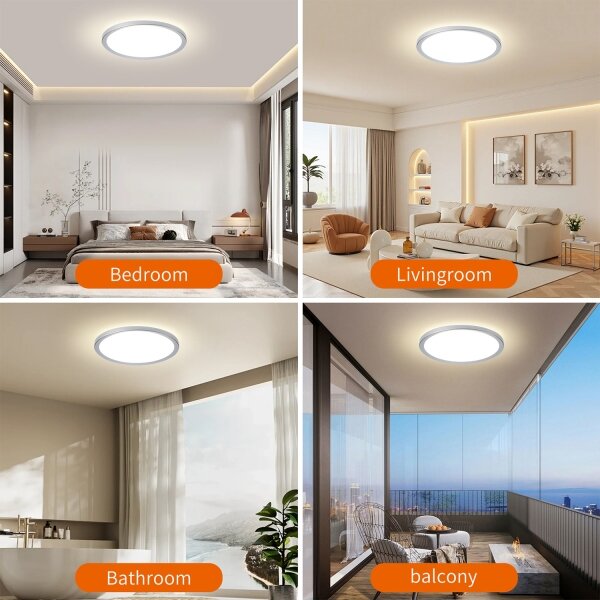 Brilagi - LED таванен плафон за баня ULTRA SLIM LED/24W/230V Ø 42 cm сребристо IP54