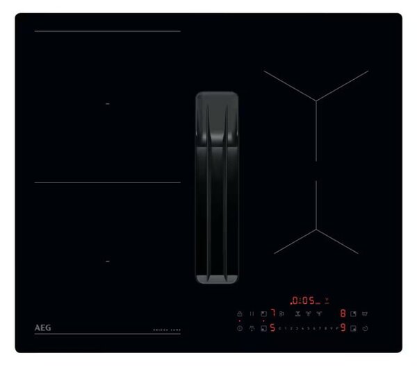 Керамичен плот за вграждане AEG TT64CB00CB, 4 нагревателни зони, вграден аспиратор, защита на деца, въгленов филтър срещу миризми, Hob2Hood, черен