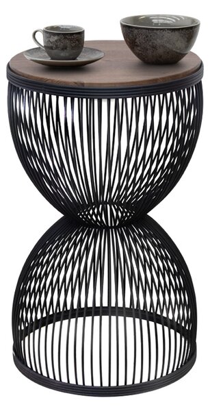 Stella TopMebel метал - МДФ помощна маса в черно - орех Ø34,5x56,5cm