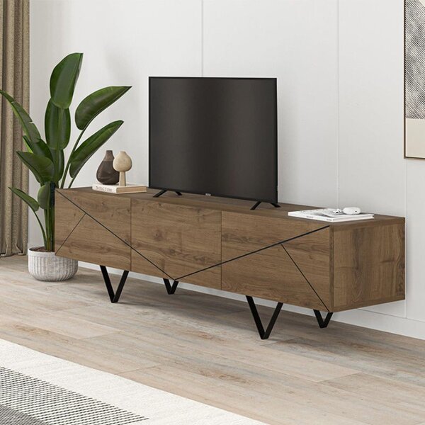 ТВ шкаф Jakomen TopMebel от меламин в светлокафяв цвят 160x36.8x43cm