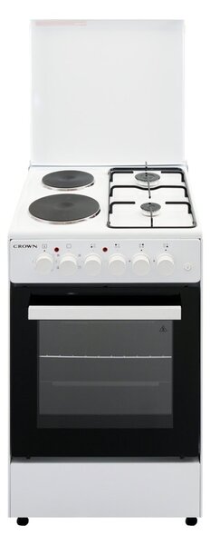 Готварска печка Crown CR-5060WH, 51л. обем, 4 нагревателни зони, 5 функции, бяла