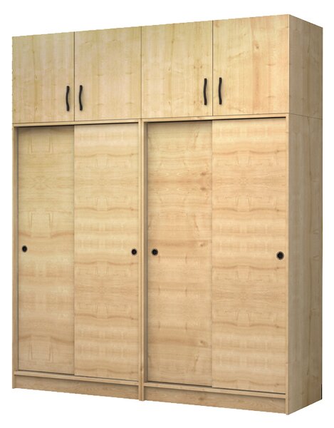 Четирикрилен гардероб Regio TopMebel с плъзгащи врати в цвят дъб 200x60x240cm