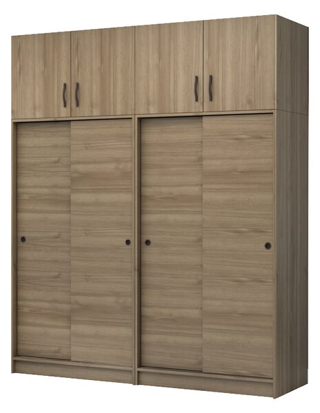 Четирикрилен гардероб Regio TopMebel с плъзгащи врати в цвят орех 200x60x240cm