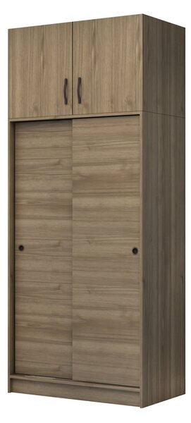 Гардероб с две плъзгащи врати Regio TopMebel от меламин в орех 100x60x240cm