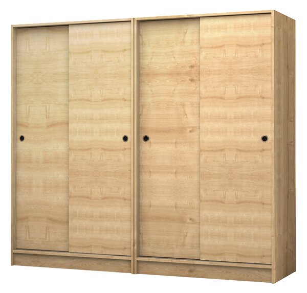 Четирикрилен гардероб Regio TopMebel с плъзгащи врати в цвят дъб 200x60x181cm