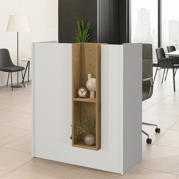 Bonveno TopMebel меламиново бюро за рецепция в бял - сепет дъб цвят 90x43.2x110cm