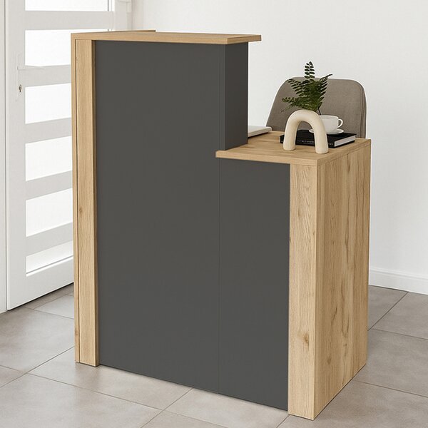 Enter TopMebel меламиново бюро за рецепция в цвят сепет дъб - антрацит 86.9x40x110.3cm