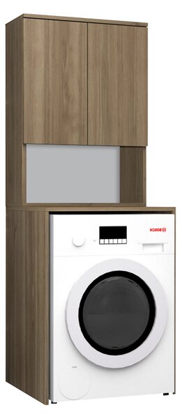 Шкаф за пералня TopMebel от меламин в цвят орех 65x60x178см
