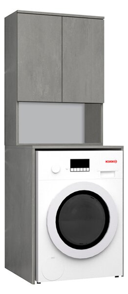 Шкаф за пералня TopMebel от меламин в цвят сив бетон 65x60x178см