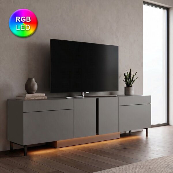 Arlen TopMebel меламинов ТВ шкаф с RGB LED в антрацит цвят 180x32x50cm