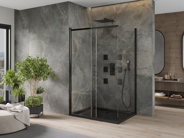 Mexen Omega разтегателна душ кабина 100 x 80 см, прозрачна, черна + плосък