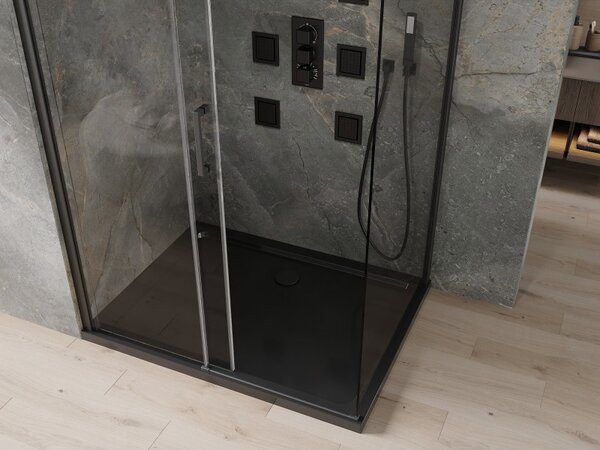 Mexen Omega разтегателна душ кабина 100 x 80 см, прозрачна, черна + плосък