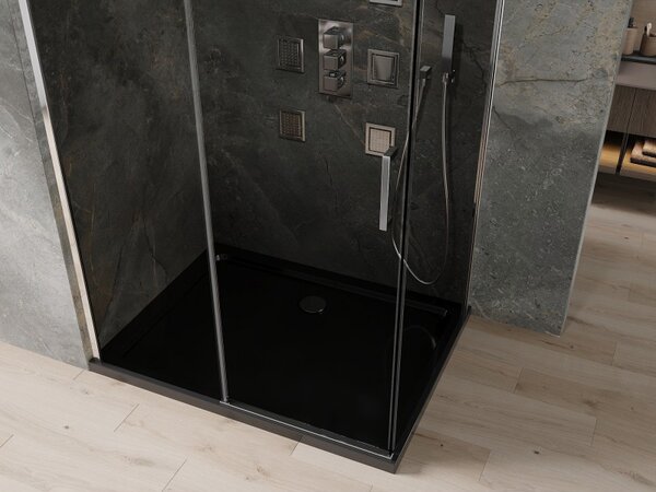 Mexen Omega плъзгаща се душ кабина 100 x 80 см, графит, хром + поддушов поднос