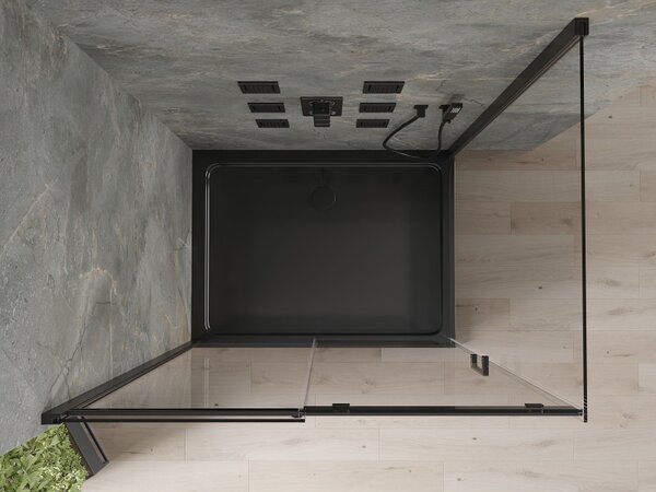 Mexen Omega разтегателна душ кабина 100 x 80 см, прозрачна, черна + плосък