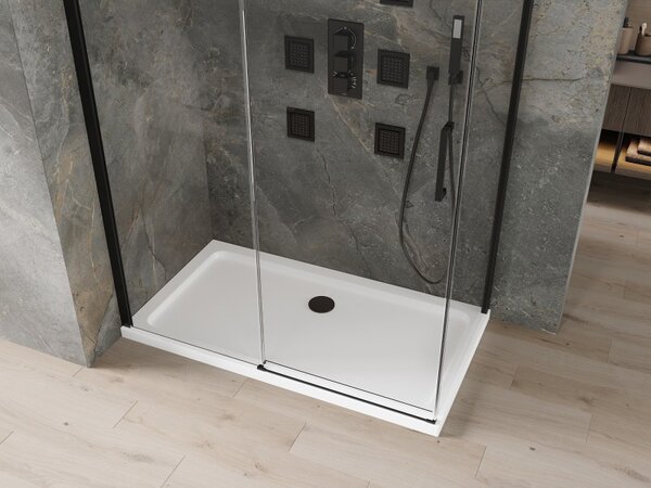 Mexen Omega плъзгаща се душ кабина 130 x 70 см, прозрачна, черна + корито Flat