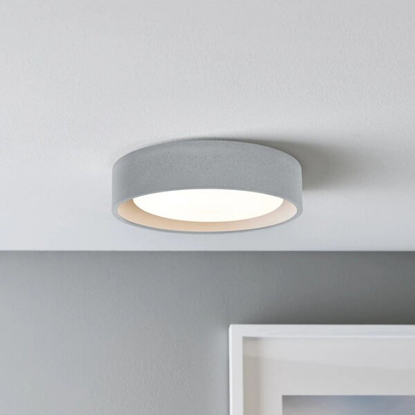 Beacon Lighting Таванна лампа Uno, сива, бетон, Ø 27 см, GX53, Затъмняване, Сив, Дневна/трапезария, Бетон