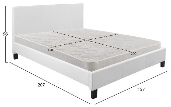 Легло с матрак BECCA бял pu -- за 150x200см