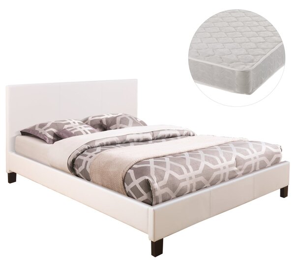 Легло с матрак BECCA бял pu -- за 150x200см