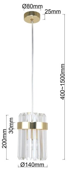 Полилей на кабел VETRO 1xE14/10W/230V златен