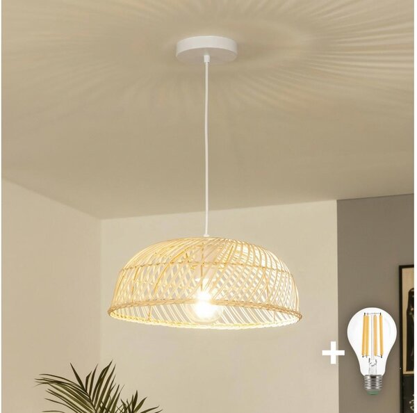 Brilagi - LED полилей на кабел CERIA BOHO 1xE27/40W/230V Ø 40 см, ратан