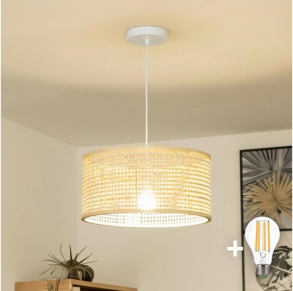 Brilagi - LED висяща лампа на кабел CERIA BOHO 1xE27/40W/230V, диаметър 40 см, бамбук