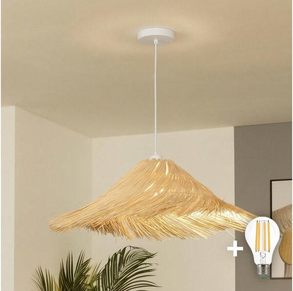 Brilagi - LED полилей на кабел CERIA BOHO 1xE27/40W/230V Ø 70 см ратан