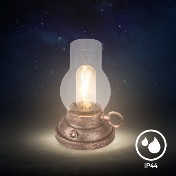 Brilo - LED акумулаторна външна настолна лампа с димер KANEA LED 1,5W/5V IP44 1200mAh бронзова