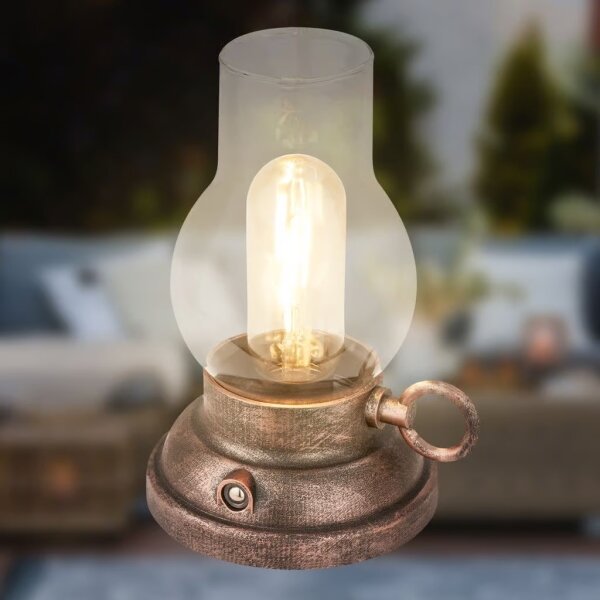 Brilo - LED акумулаторна външна настолна лампа с димер KANEA LED 1,5W/5V IP44 1200mAh бронзова