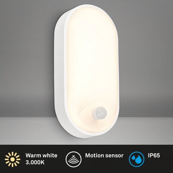 Brilo - LED външна стенна лампа със сензор за движение RUCH LED/12W/230V IP65 бяла