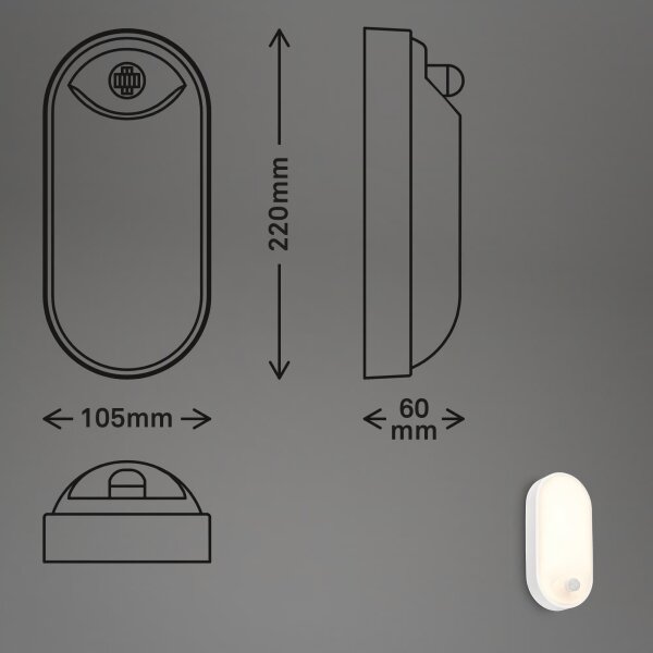 Brilo - LED външна стенна лампа със сензор за движение RUCH LED/12W/230V IP65 бяла