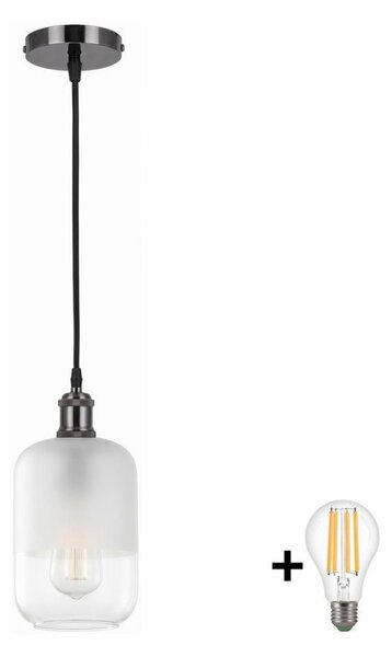 BRILAGI - LED полилей на кабел RETRO GLASS 1xE27/60W/230V Ø 14 cm черен/бял