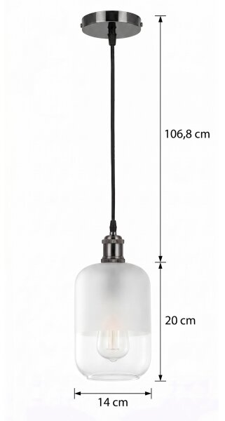 BRILAGI - LED полилей на кабел RETRO GLASS 1xE27/60W/230V Ø 14 cm черен/бял