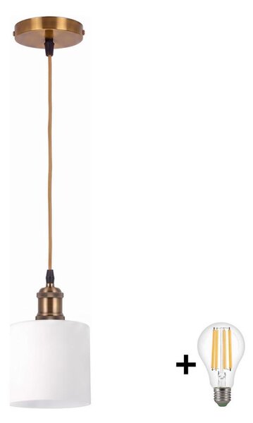 BRILAGI - LED полилей на кабел RETRO GLASS 1xE27/60W/230V Ø 10 см златист/бял