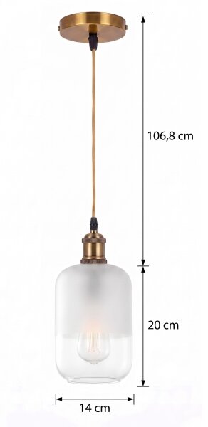 BRILAGI - LED полилей на кабел RETRO GLASS 1xE27/60W/230V Ø 14 см златист/бял