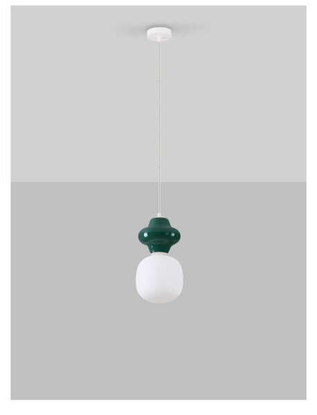 Бяло/в петролен цвят керамично висящо осветително тяло със стъклен абажур ø 18 cm Clio – Nova Luce