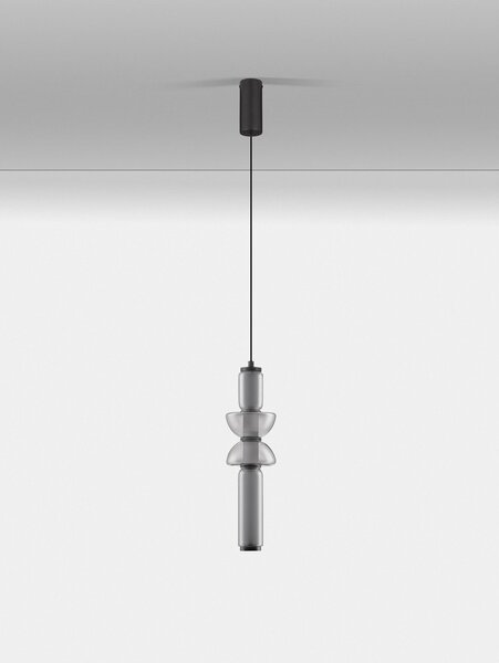 Сиво стъклено LED затъмняващо се висящо осветително тяло ø 12 cm Ulon – Nova Luce