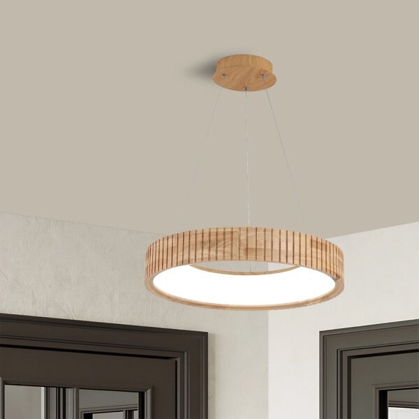 Brilagi - LED полилей на кабел FALCON WOOD MODERN LED/30W/230V, Ø 45 см, дърво