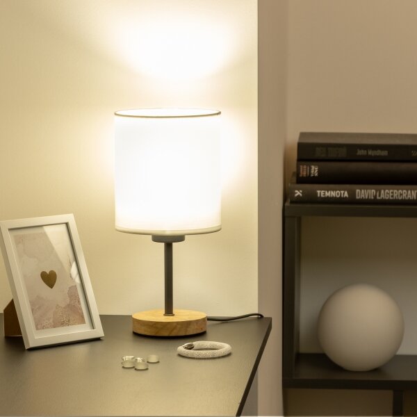 Brilagi - Настолна лампа NUBILA WOOD 1xE27/25W/230V дъб/бял
