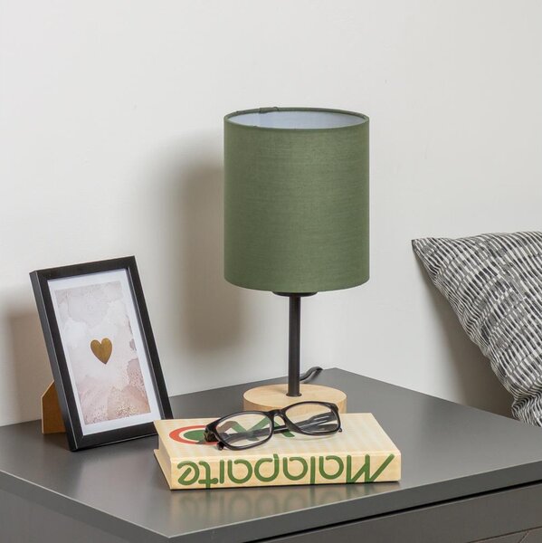 Brilagi - Настолна лампа NUBILA WOOD 1xE27/25W/230V дъб/зелен