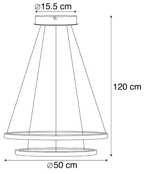 Модерна лампа за окачване на пръстен злато с LED - Anella Duo