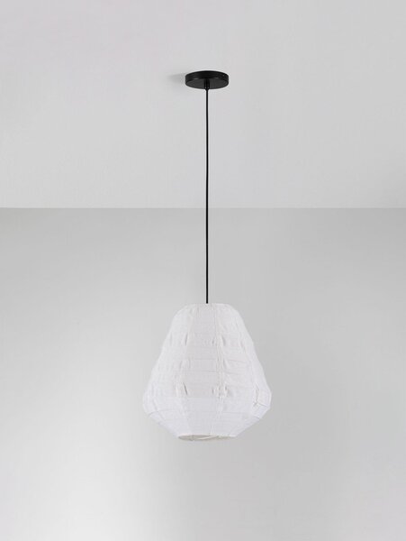 Бяло ленено висящо осветително тяло ø 36 cm Linnet – Nova Luce