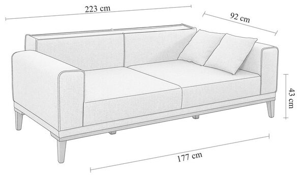 Сив разтегателен диван 223 cm Liones - Artie