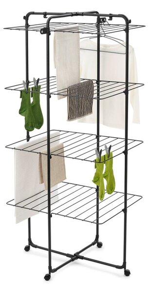 Матово черна сушилня за дрехи 30 m HangOn Tower – Brabantia