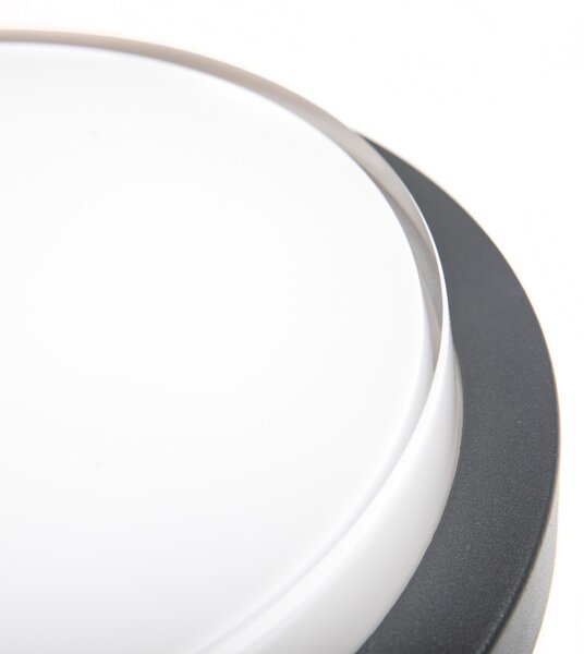 CMD LED стенна лампа 9160, без сензор, Ø 26 см, CCT, IP54, Черен, Баня, Алуминий, Модерен