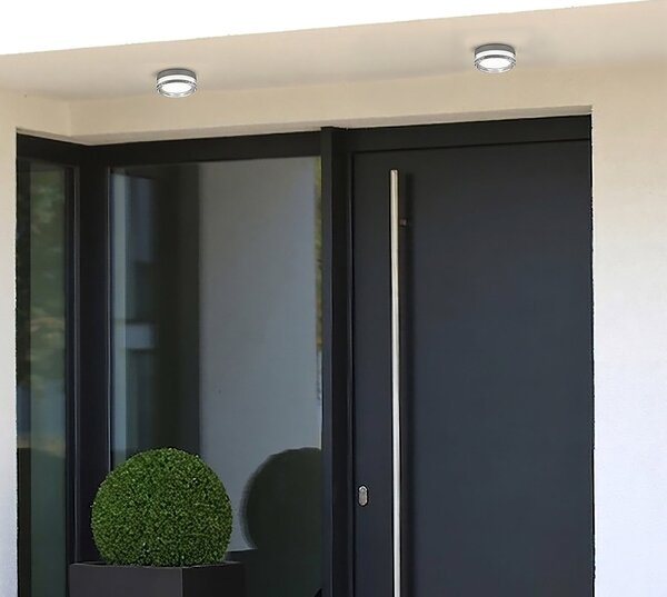 CMD LED стенна лампа 9054, антрацит/прозрачна, Ø 13 см, CCT, IP65, Прозрачен, Баня, Алуминий, Модерен