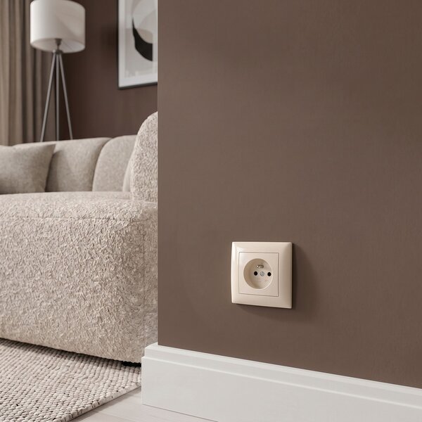 Единичен контакт със заземяване и рамка OSTE JNH001-G Beige