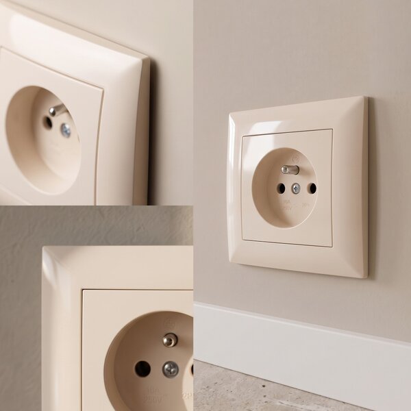 Единичен контакт със заземяване и рамка OSTE JNH001-G Beige