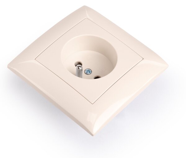 Единичен контакт със заземяване и рамка OSTE JNH001-G Beige