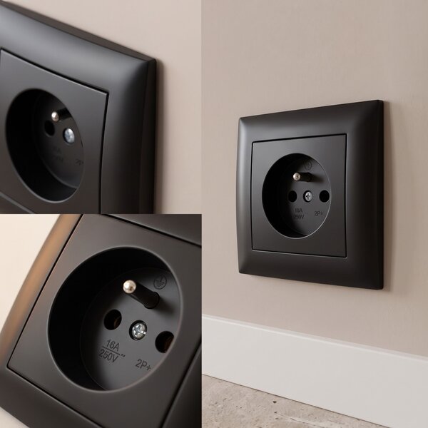 Единичен контакт със заземяване OSTE JNH001-G Black