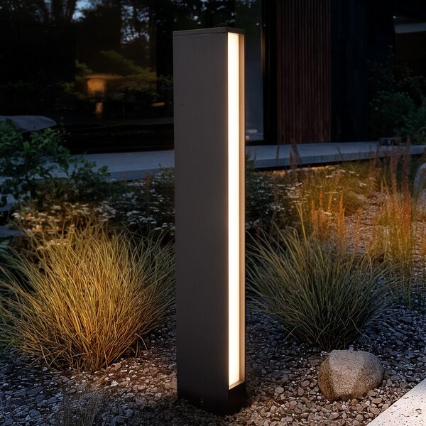 Lucande LED осветление за пътеки Lirka, 2 светлини, сиво, метал, 60cm, Черен, Алуминий, Модерен